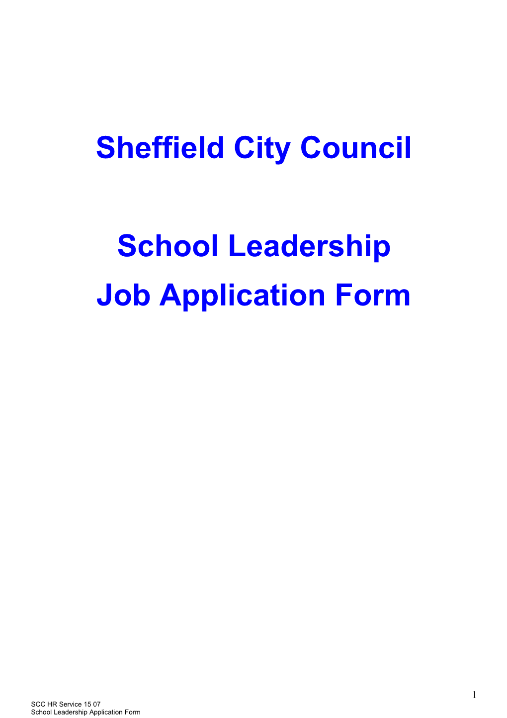 Job Application Form - School Leadership