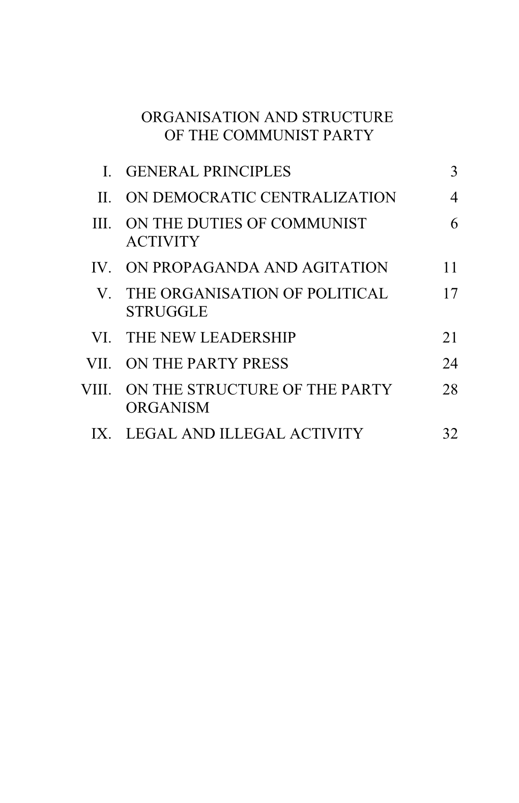 Principles of Party Organisation Comintern 1921