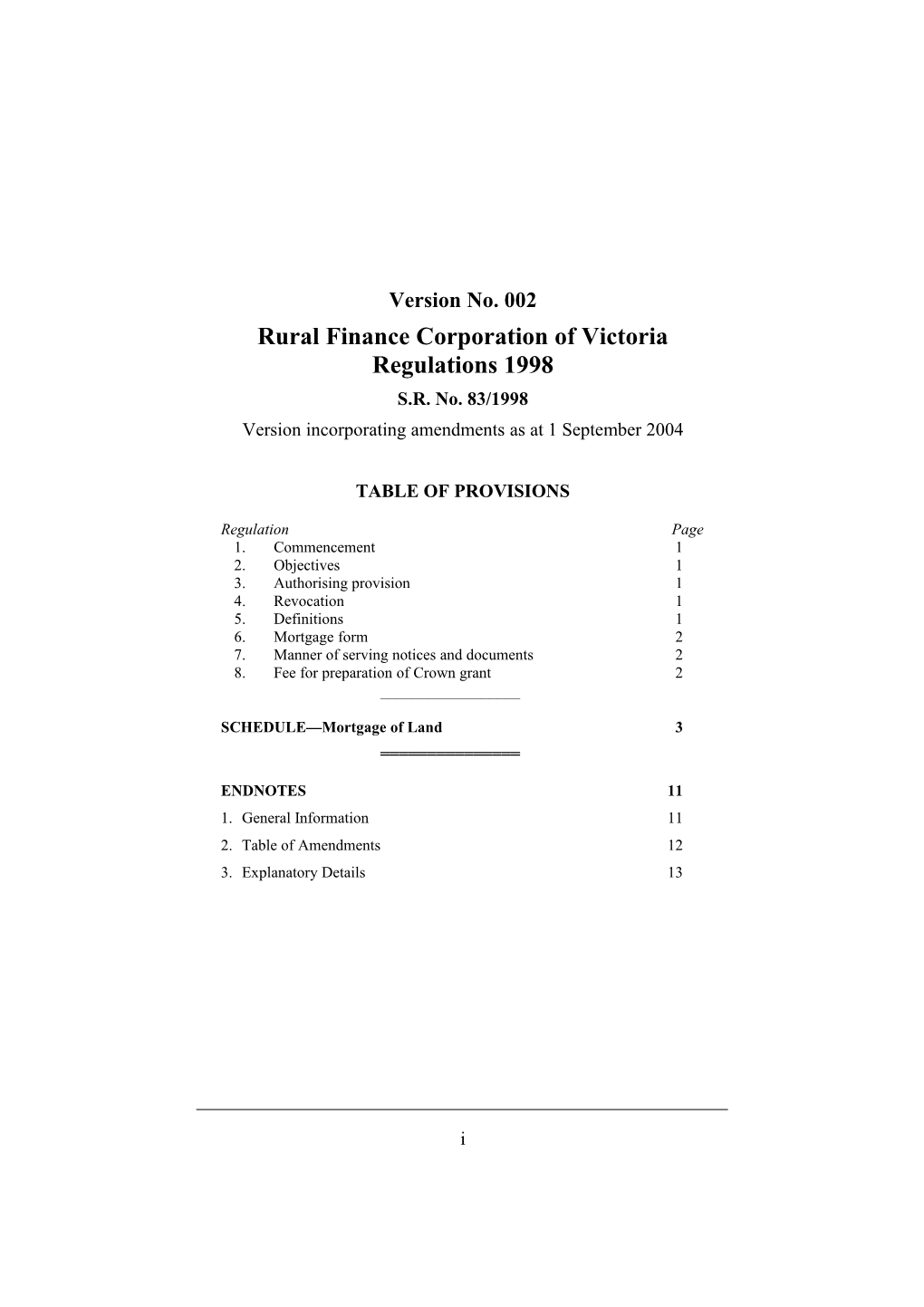 Rural Finance Corporation of Victoria Regulations 1998