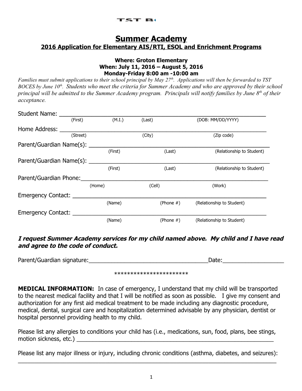 2016Application Forelementary AIS/RTI, ESOL and Enrichmentprograms