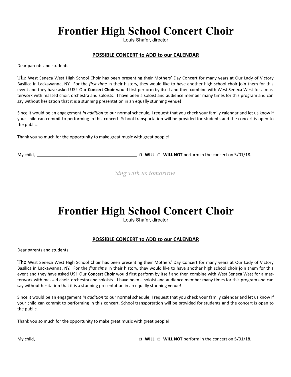 Frontier High School Concert Choir