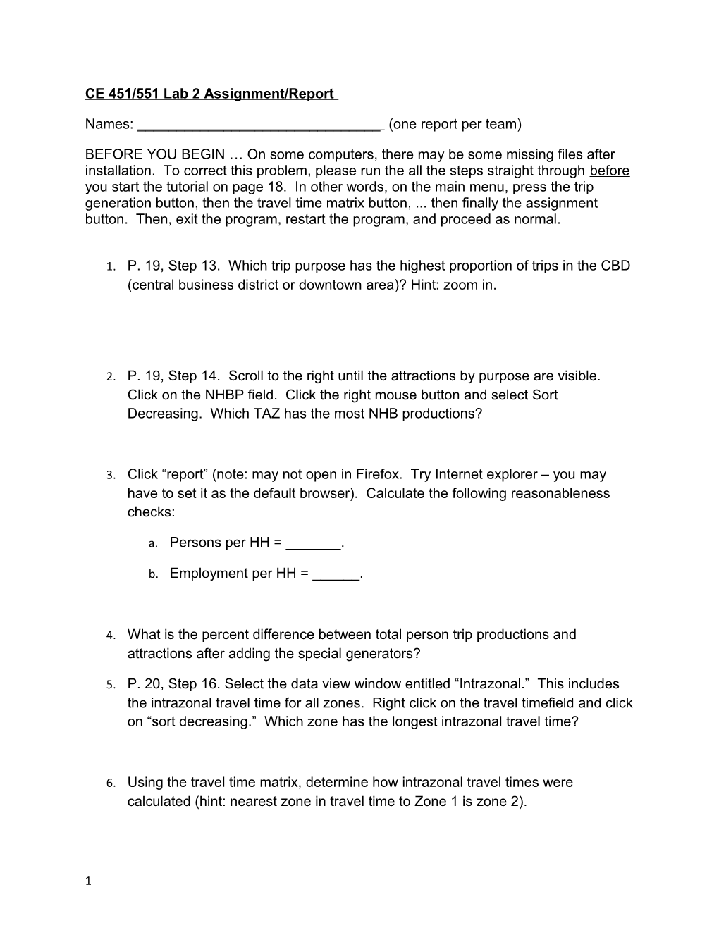 CE 451/551 Lab 2 Assignment/Report