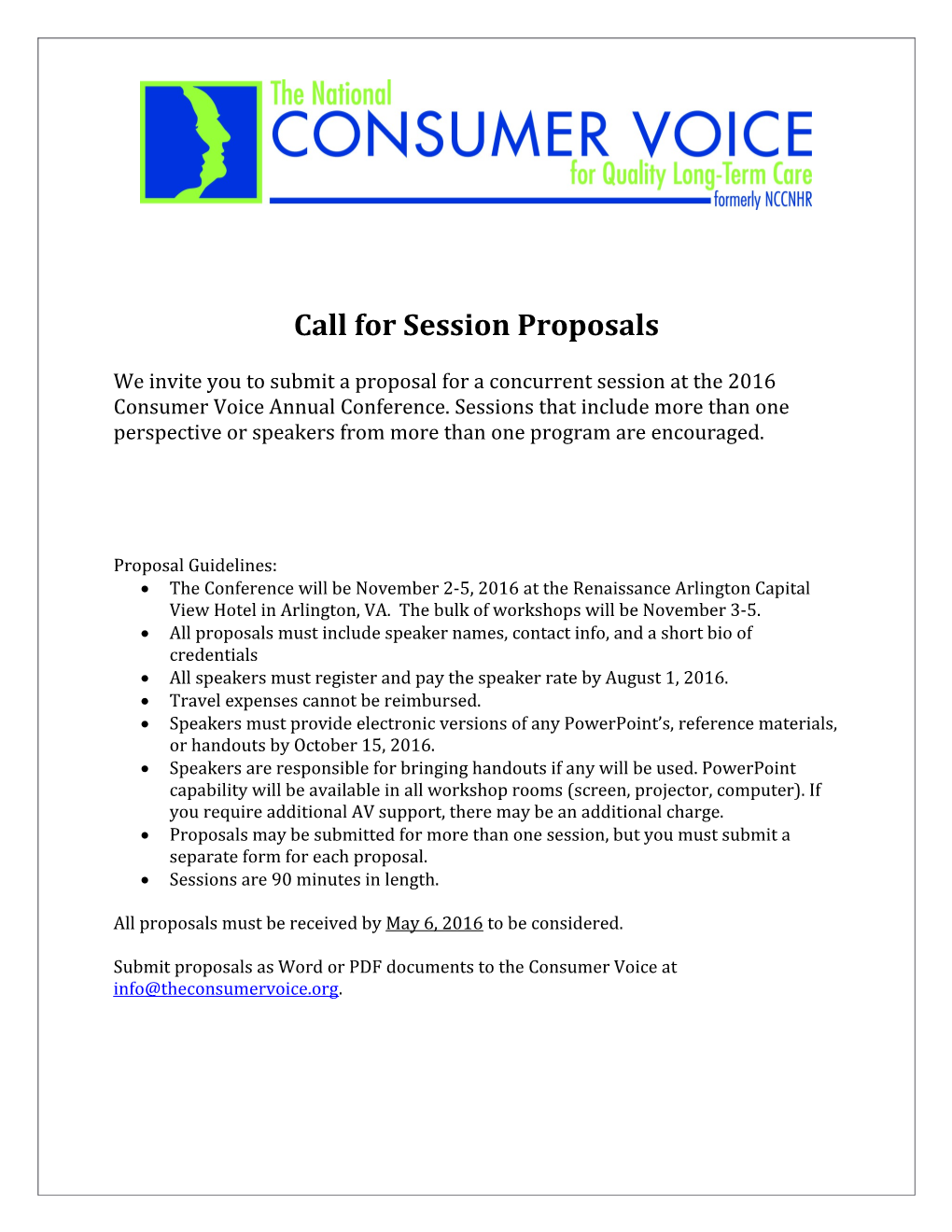 Call for Sessionproposals