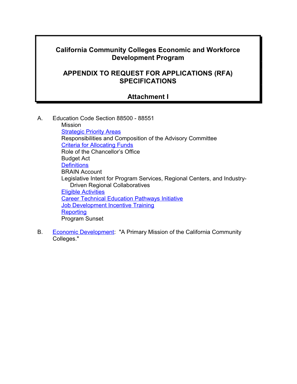 California Community Colleges Economic and Workforce Development Program