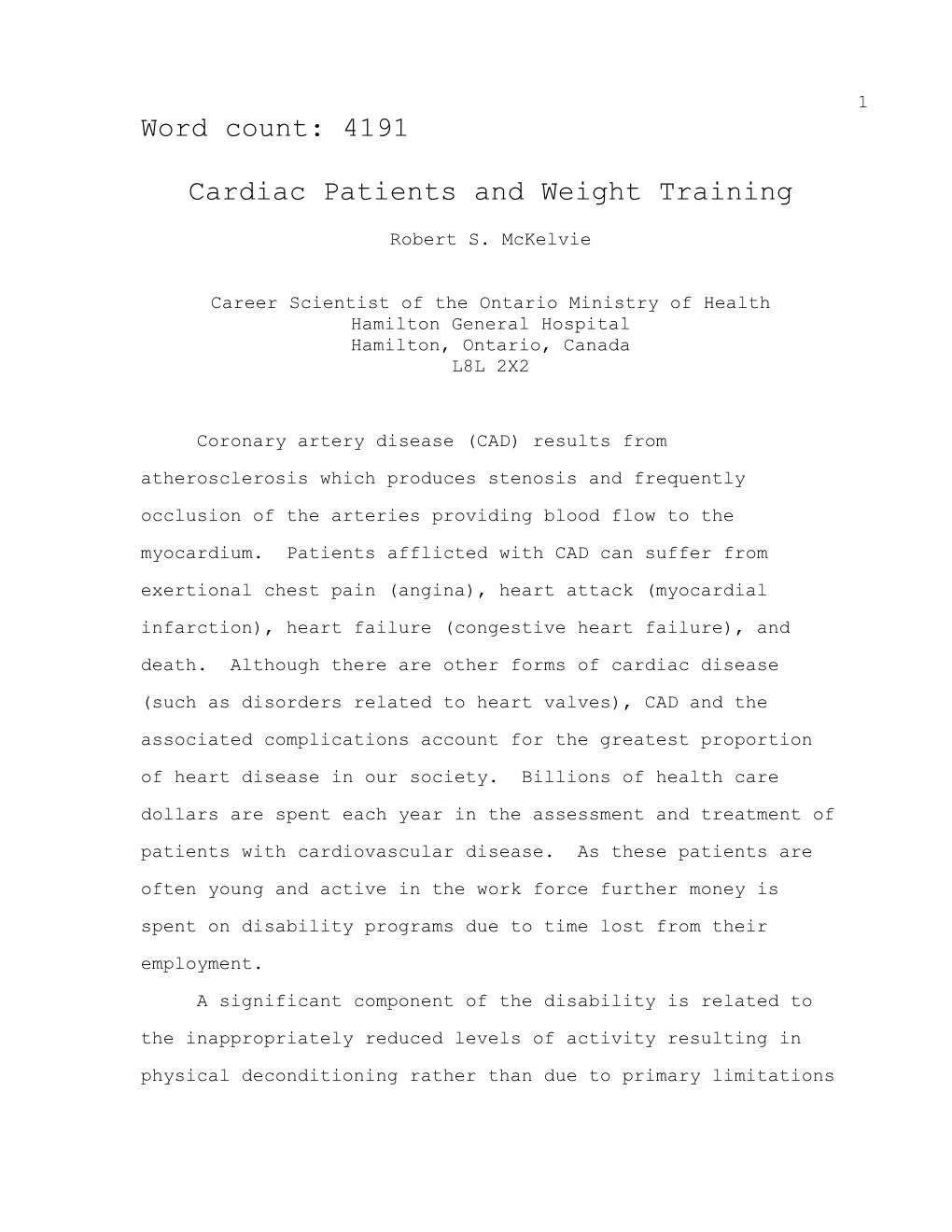 Mckelvie, Wt Training Cardiac P