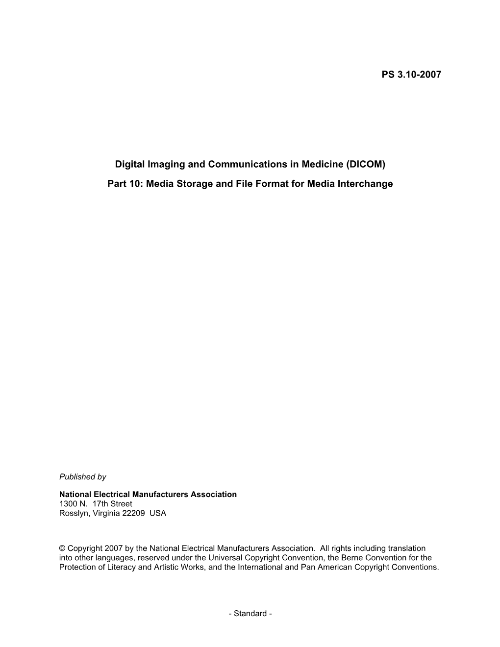 DICOM PS 3.10 2007 - Media Storage and File Format for Media Interchange