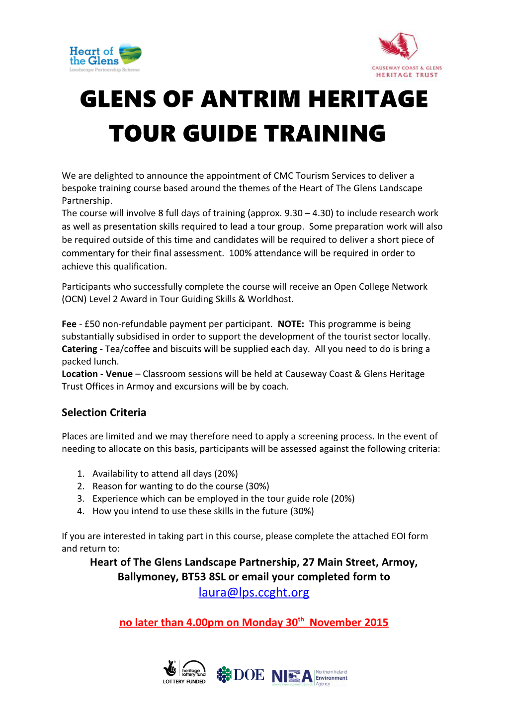 Glens of Antrim Heritage Tour Guide Training