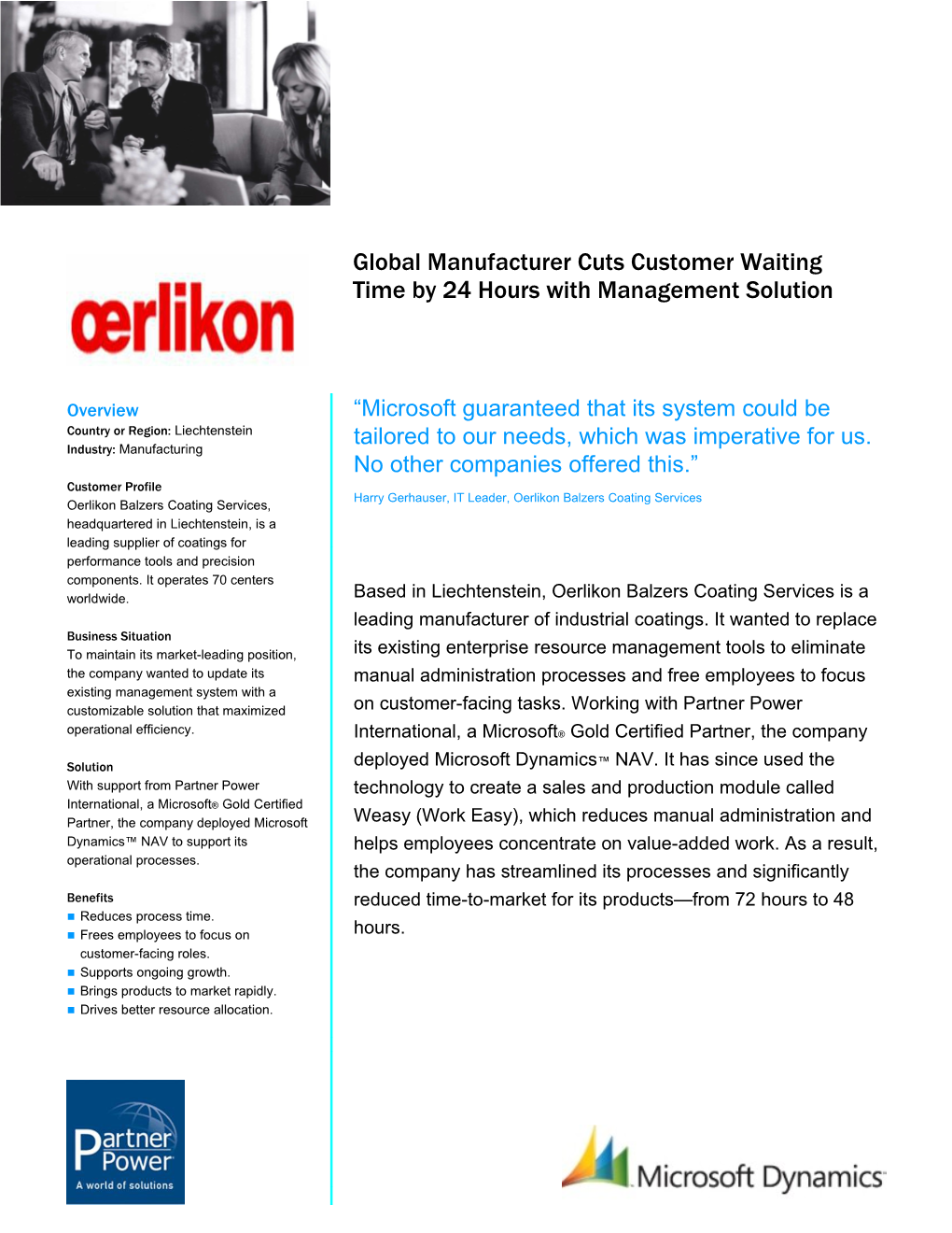 Writeimage CEP Global Manufacturer Cuts Customer Waiting Time by 24 Hours with New Management
