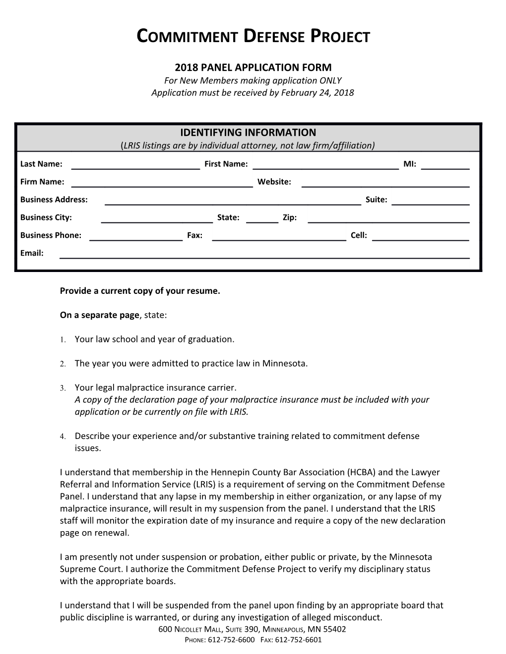 2018Panel Application Form