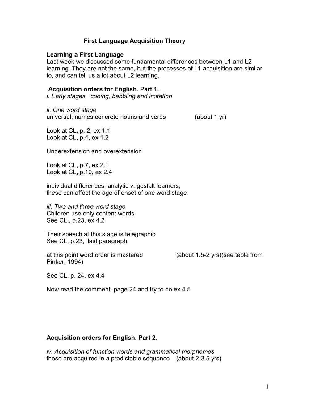 First Language Acquisition Theory