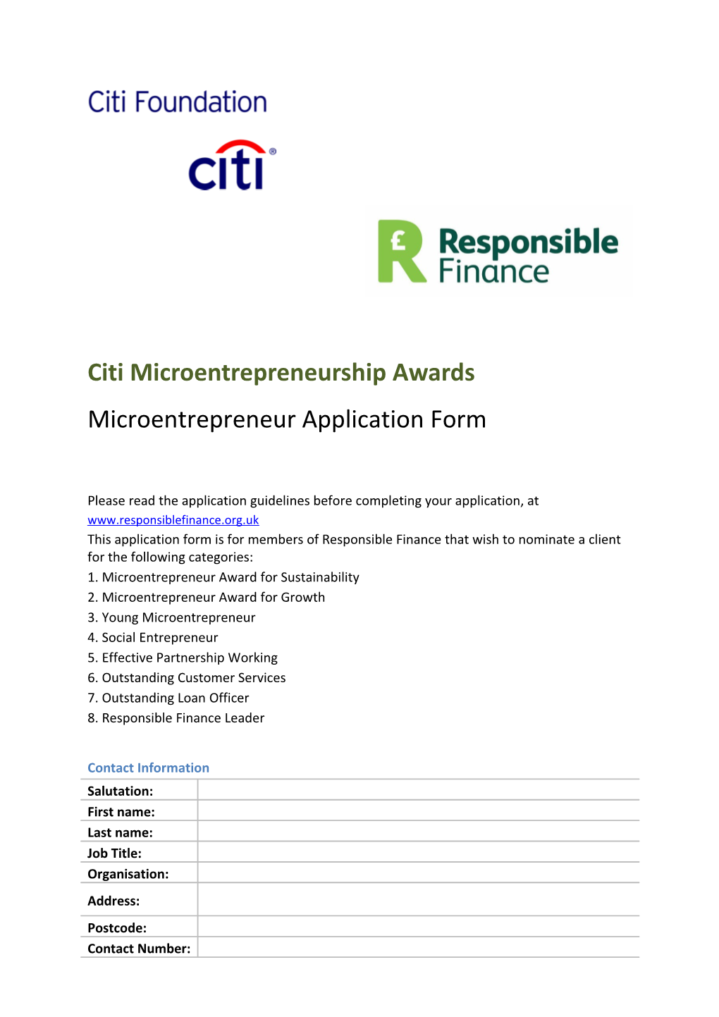 Citi Microentrepreneurship Awards