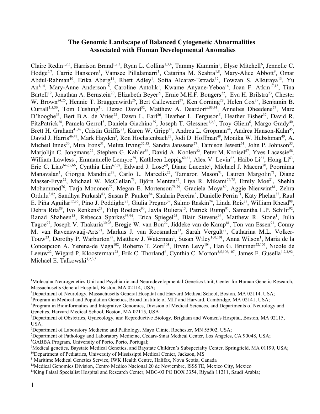 The Genomic Landscape of Balanced Cytogenetic Abnormalities