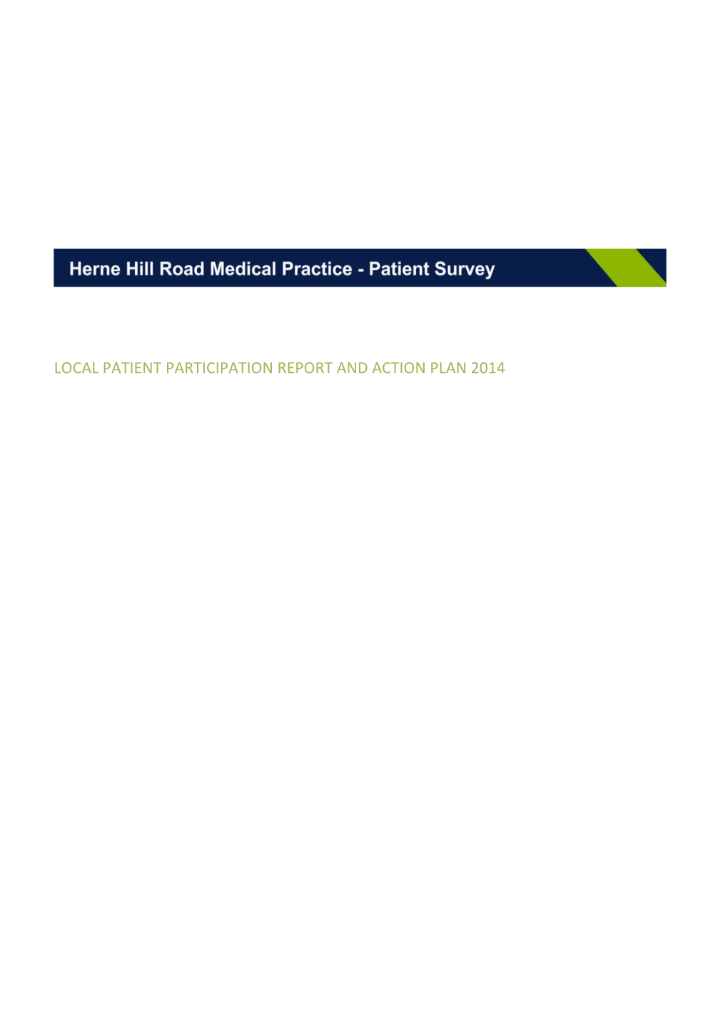 Local Patient Participation Report and Action Plan 2014