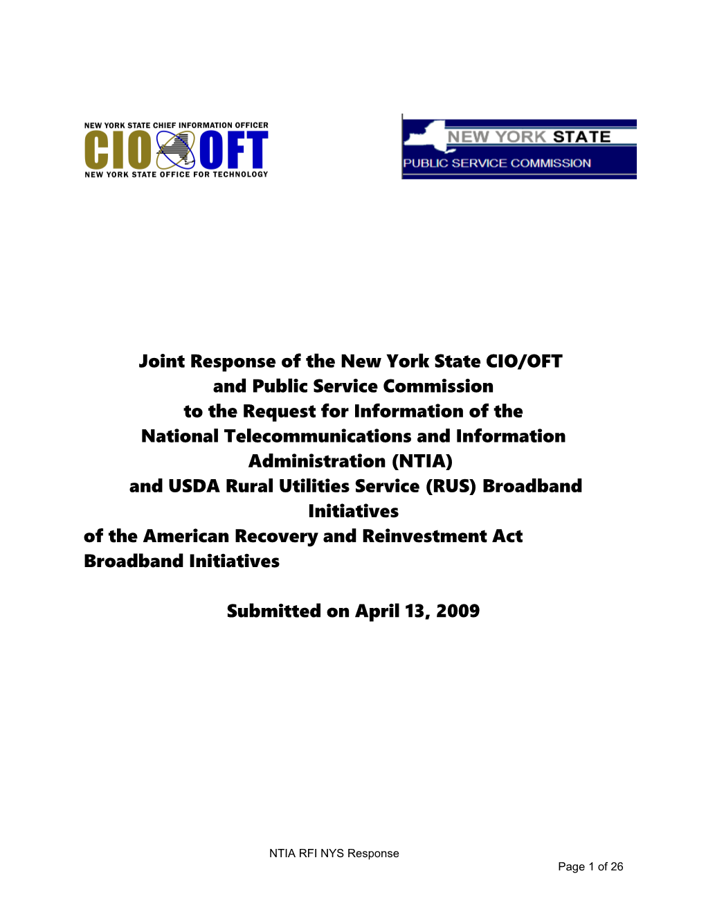 Joint Response of the New York State CIO/OFT