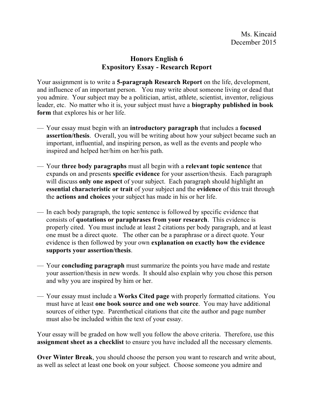 Expository Essay - Research Report