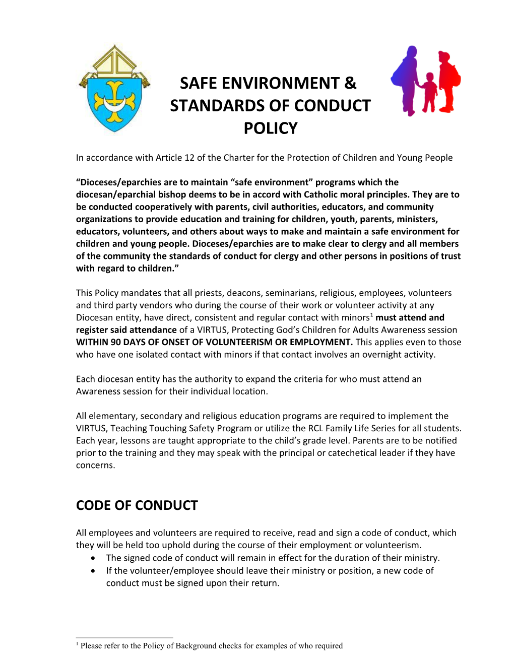 Safe Environment & Standards of Conduct Policy