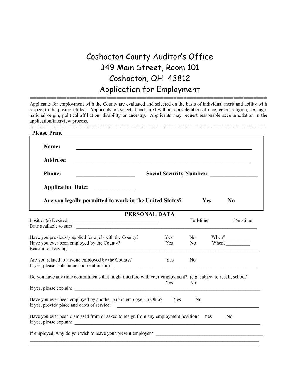 Coshocton County Auditor S Office