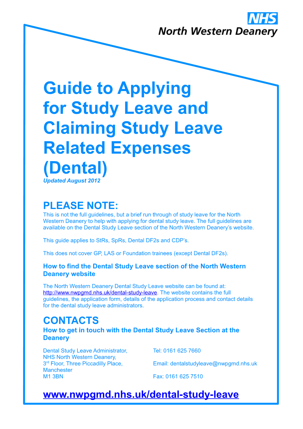 For Study Leave Andclaiming Study Leave Related Expenses (Dental)