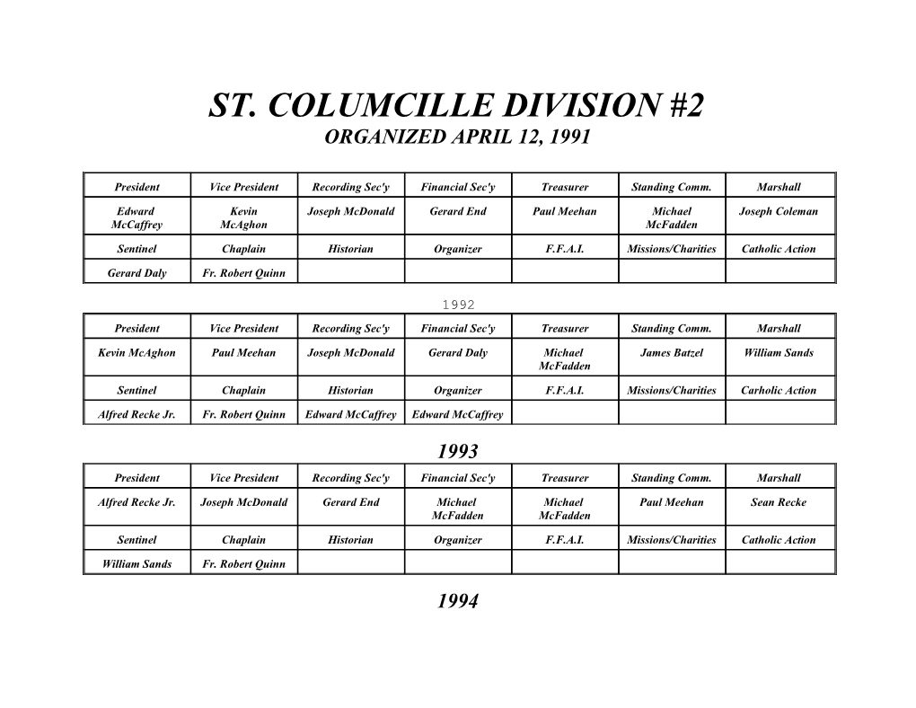 St. Columcille Division #2