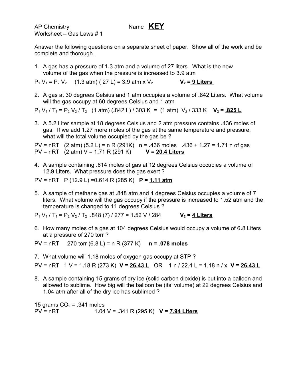 AP Chemistryname KEY