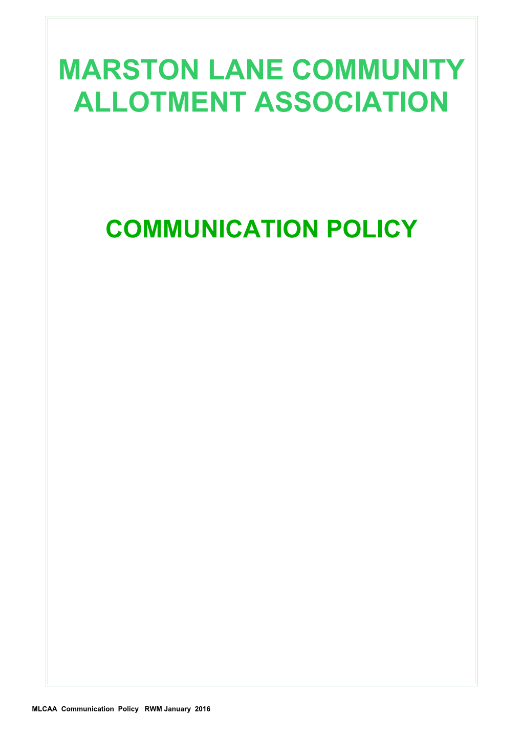 RHFAS Communications Policy