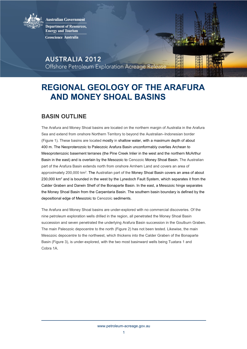 Regional Geology of the ARAFURA and MONEY SHOAL Basins