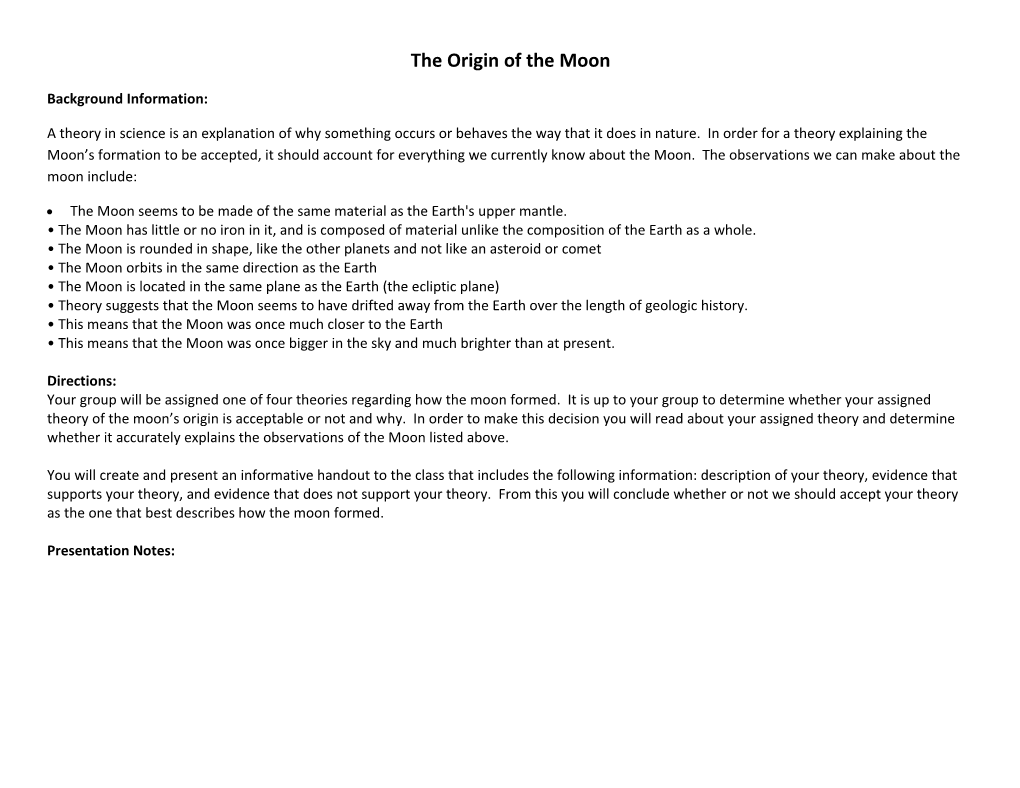The Origin of the Moon