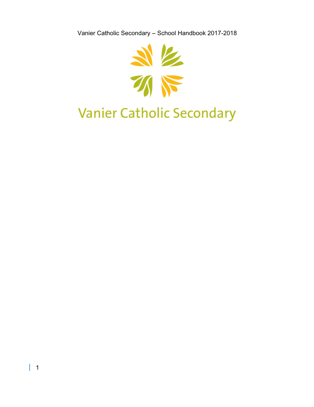 Vanier Catholic Secondary School Handbook 2017-2018