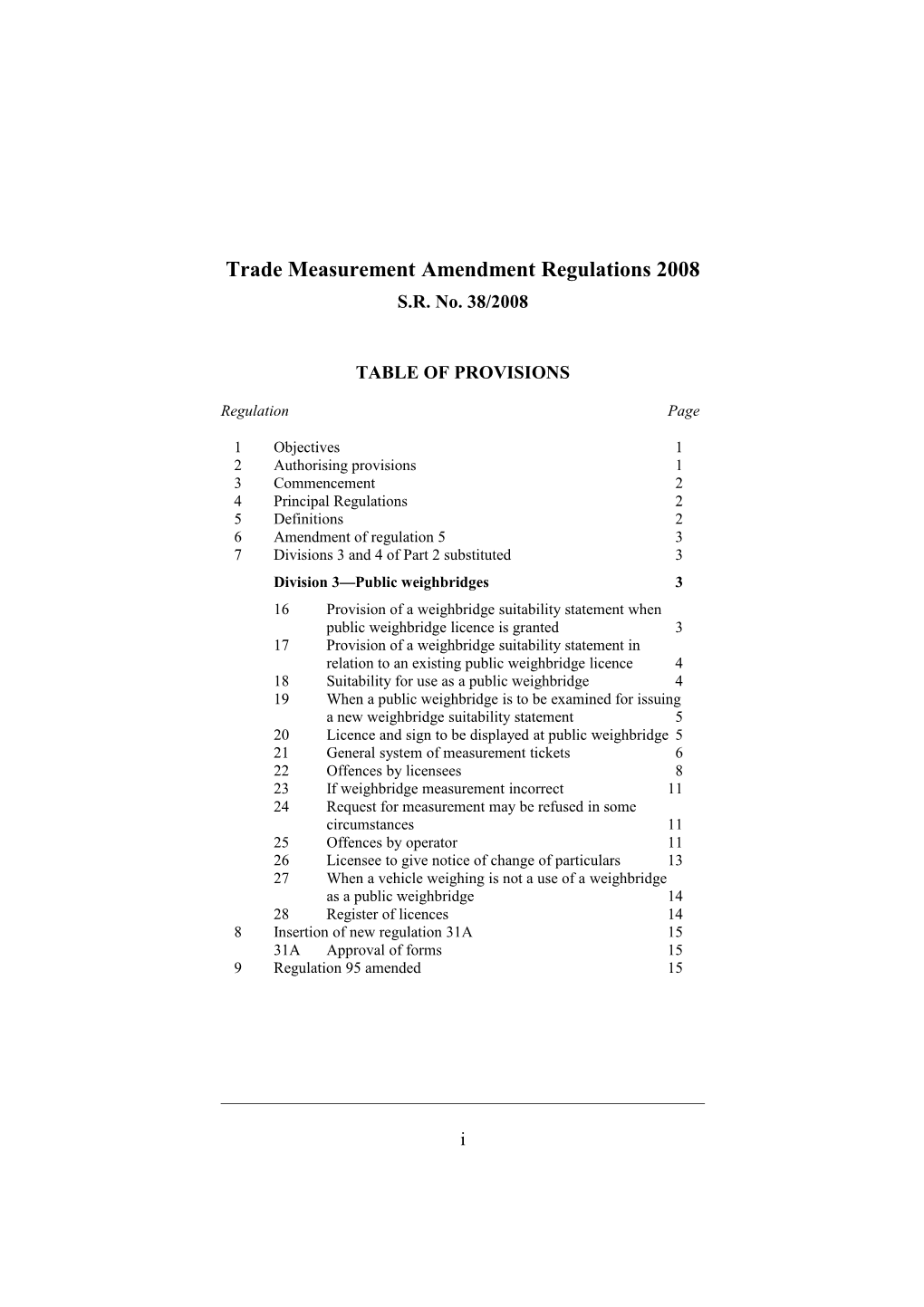 Trade Measurement Amendment Regulations 2008