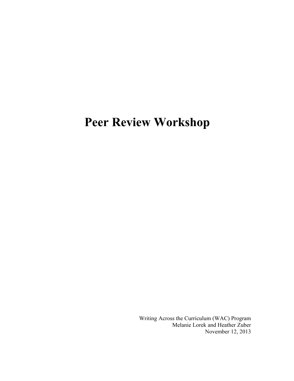 Peer Review Workshop