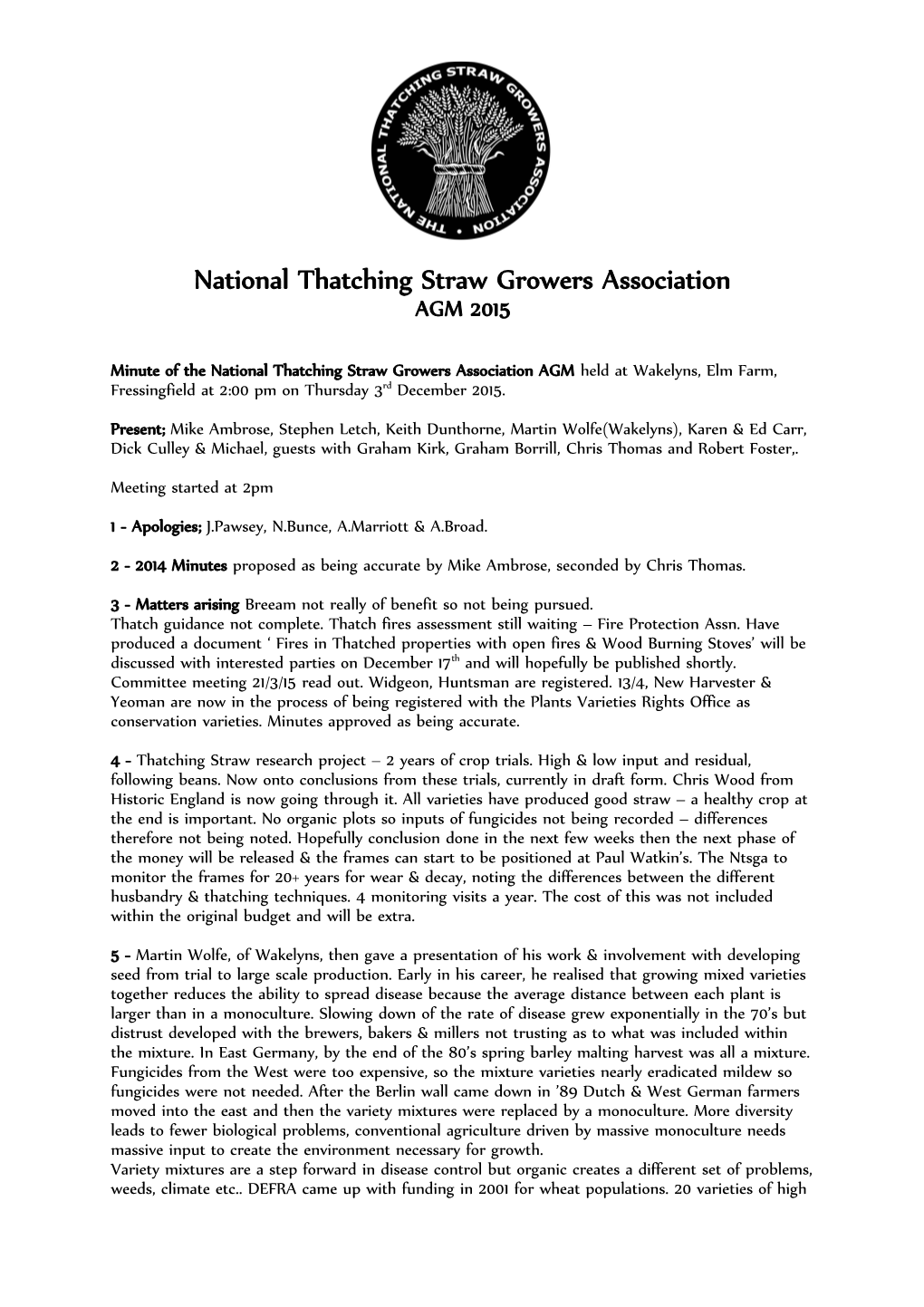 National Thatching Straw Growers Association