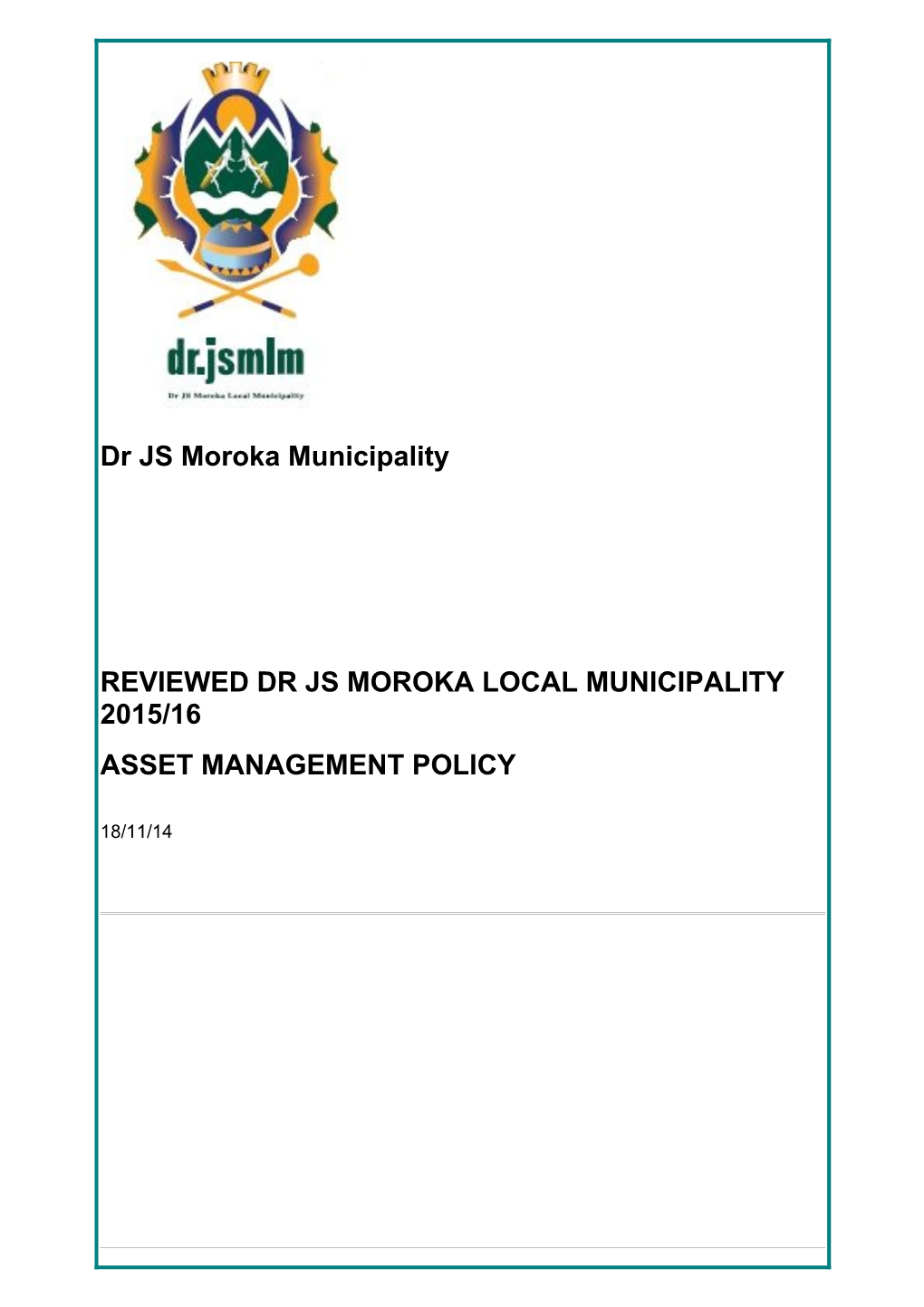 Reviewed Dr Js Moroka Local Municipality 2015/16