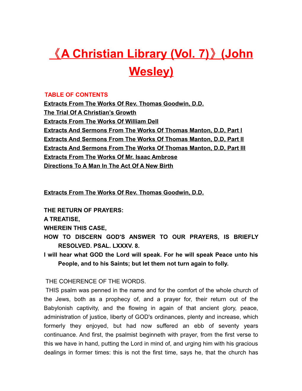 A Christian Library (Vol. 7) (John Wesley)