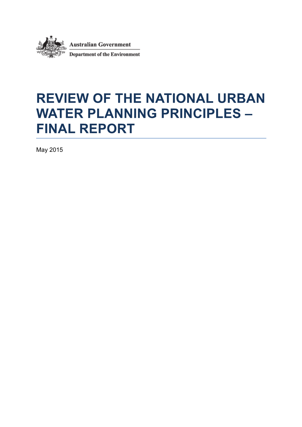2014 Review of the National Urban Water Planning Principles