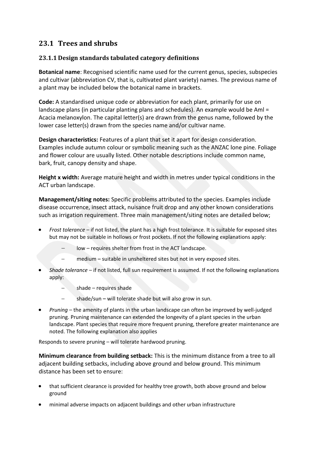 23.1.1Design Standards Tabulated Category Definitions