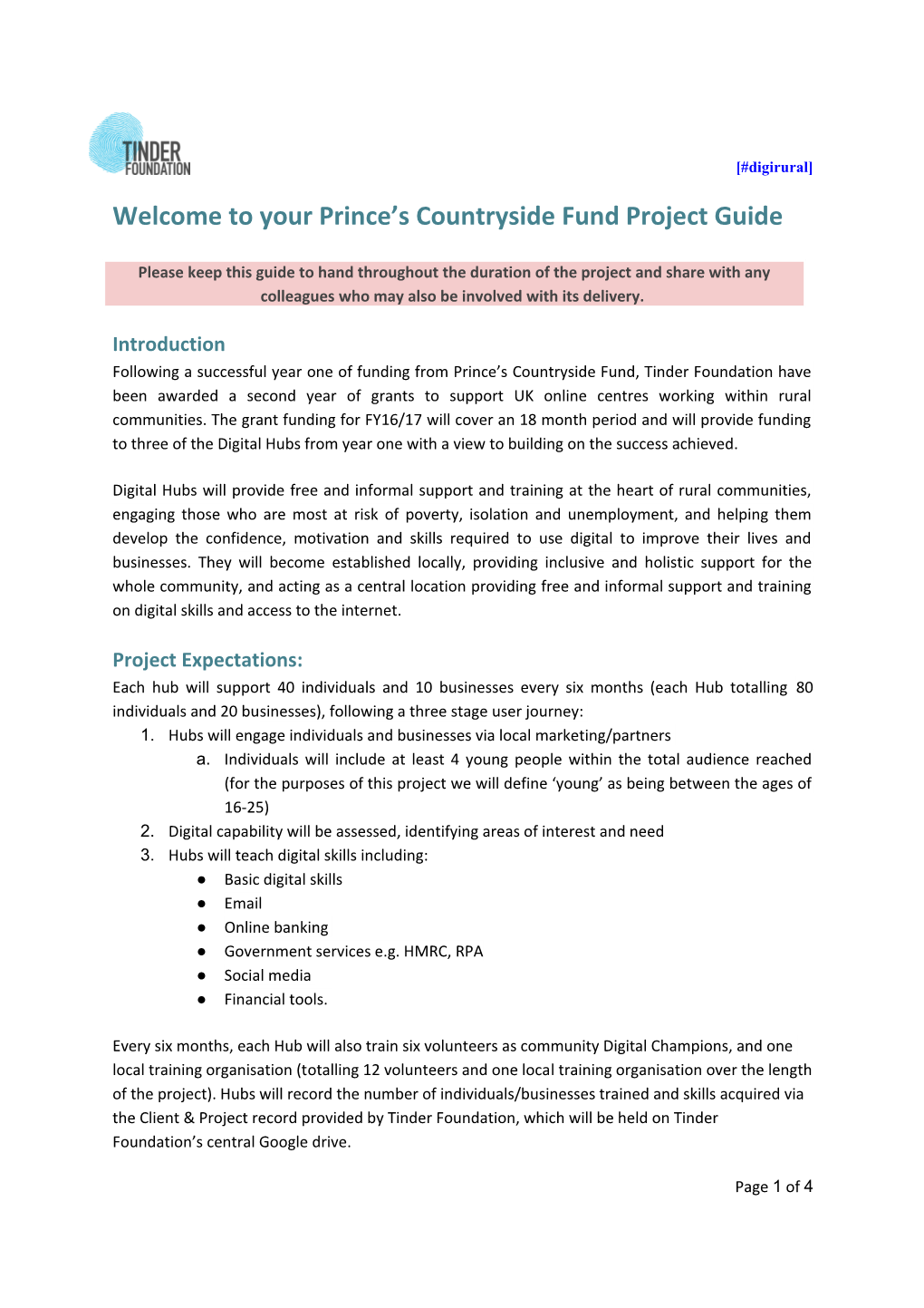 Welcome to Your Prince S Countryside Fund Project Guide