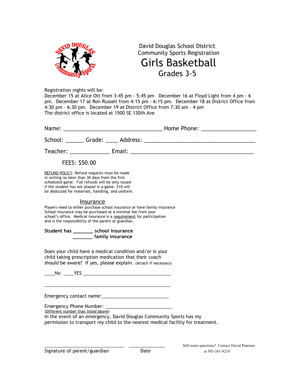 Community Sports Registration