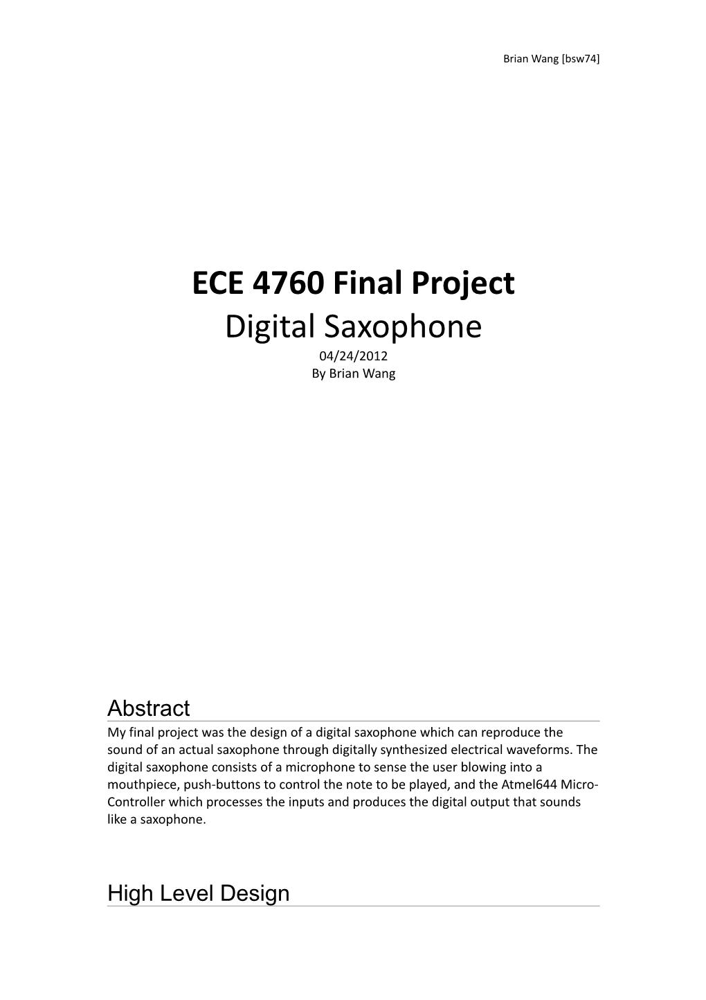 ECE 4760 Final Project