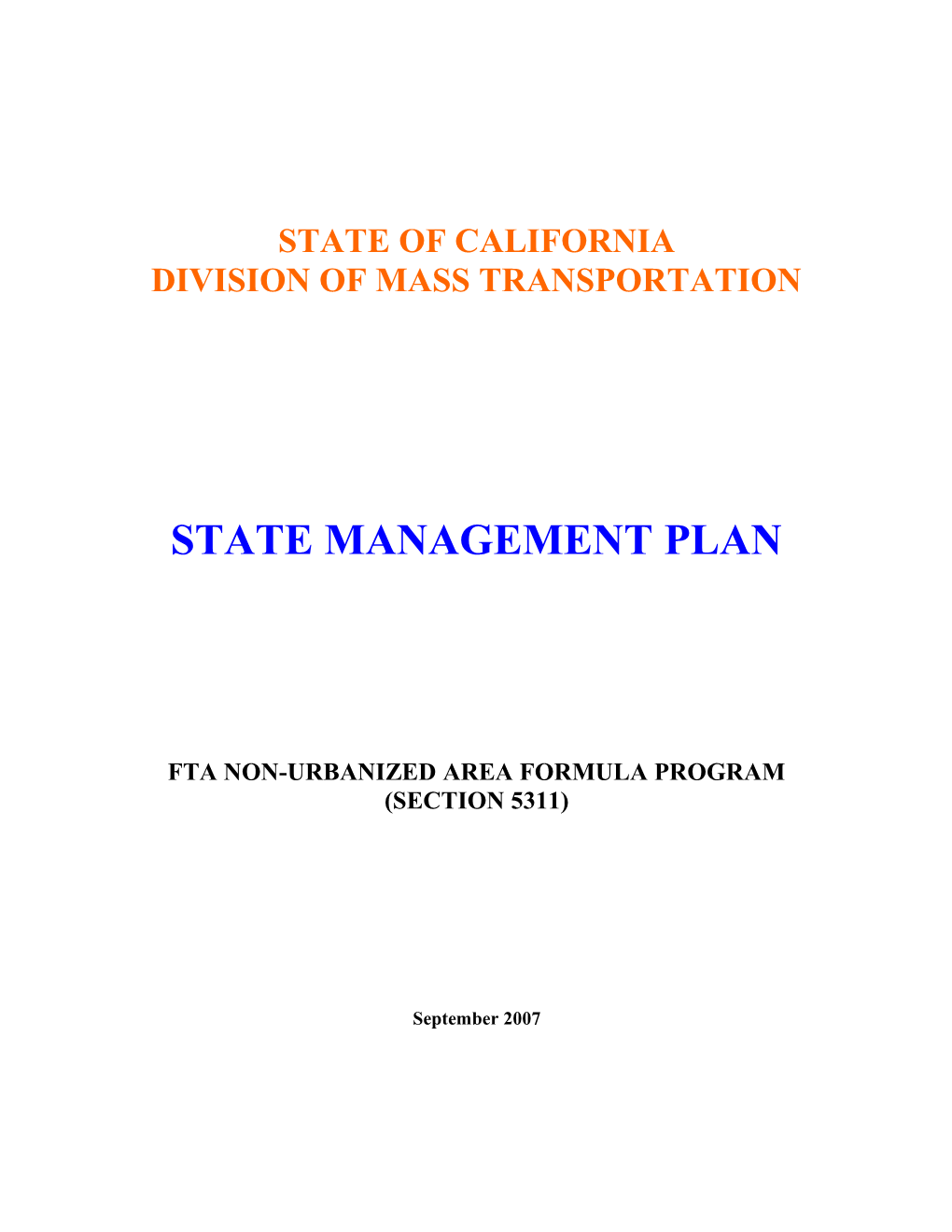 State Management Plan