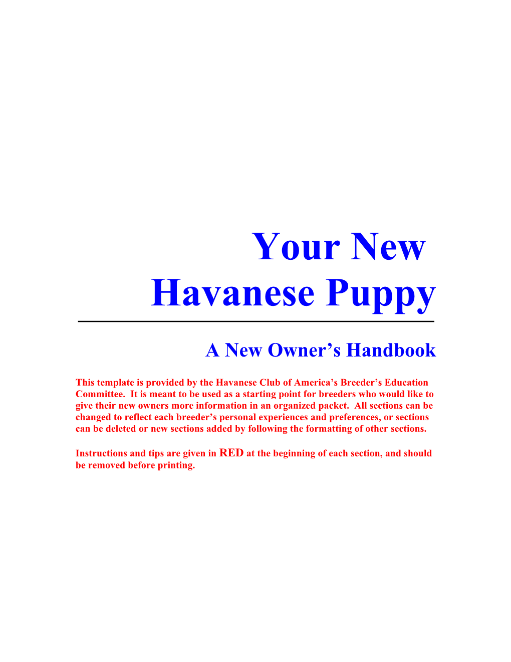 Puppy Owners Handbook