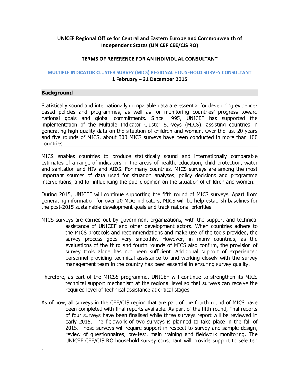 Multiple Indicator Cluster Survey 4