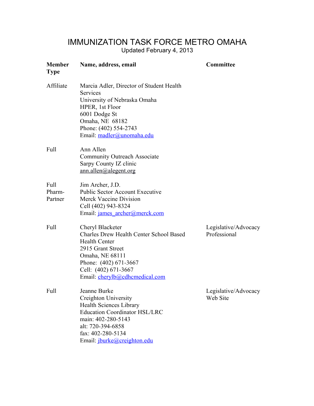 Immunization Task Force Metro Omaha