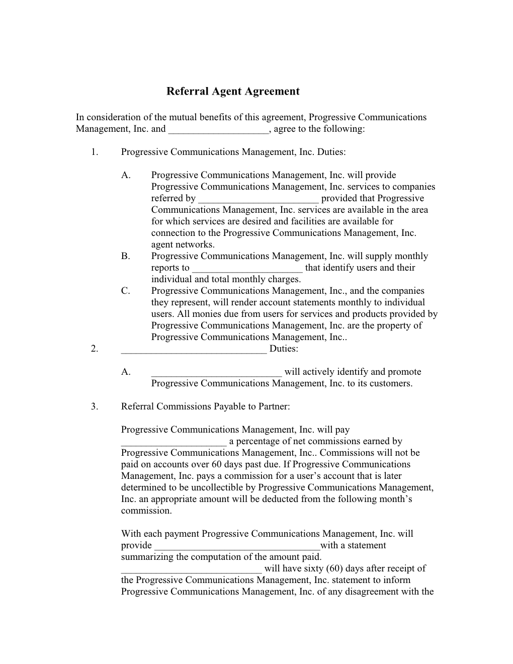 Referral Agent Agreement