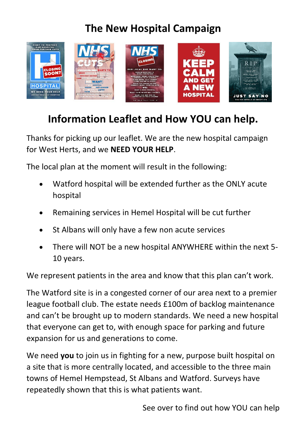 Information Leaflet and How YOU Can Help