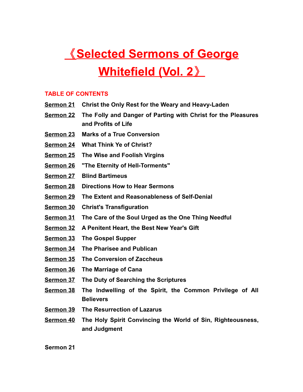 Selected Sermons of George Whitefield (Vol. 2