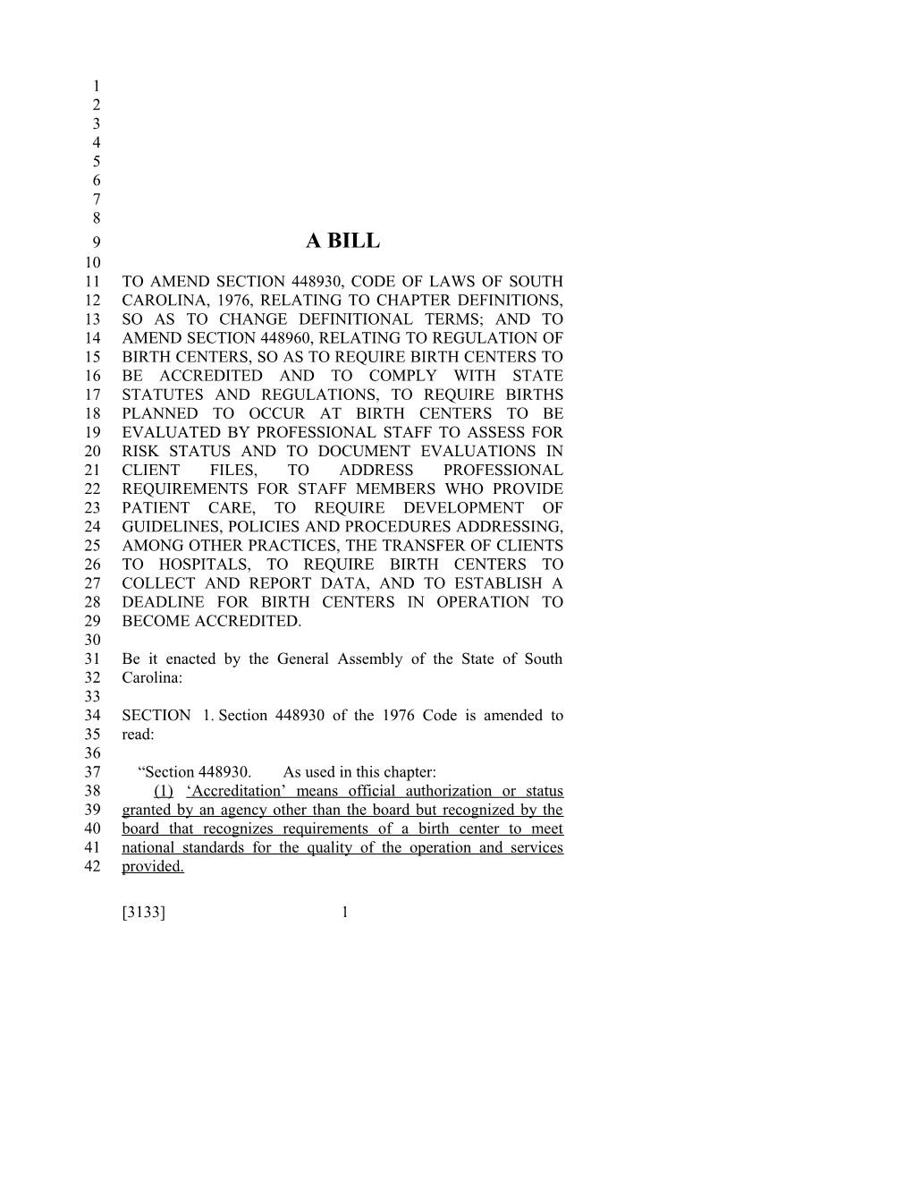 2017-2018 Bill 3133 Text of Previous Version (Dec. 15, 2016) - South Carolina Legislature Online