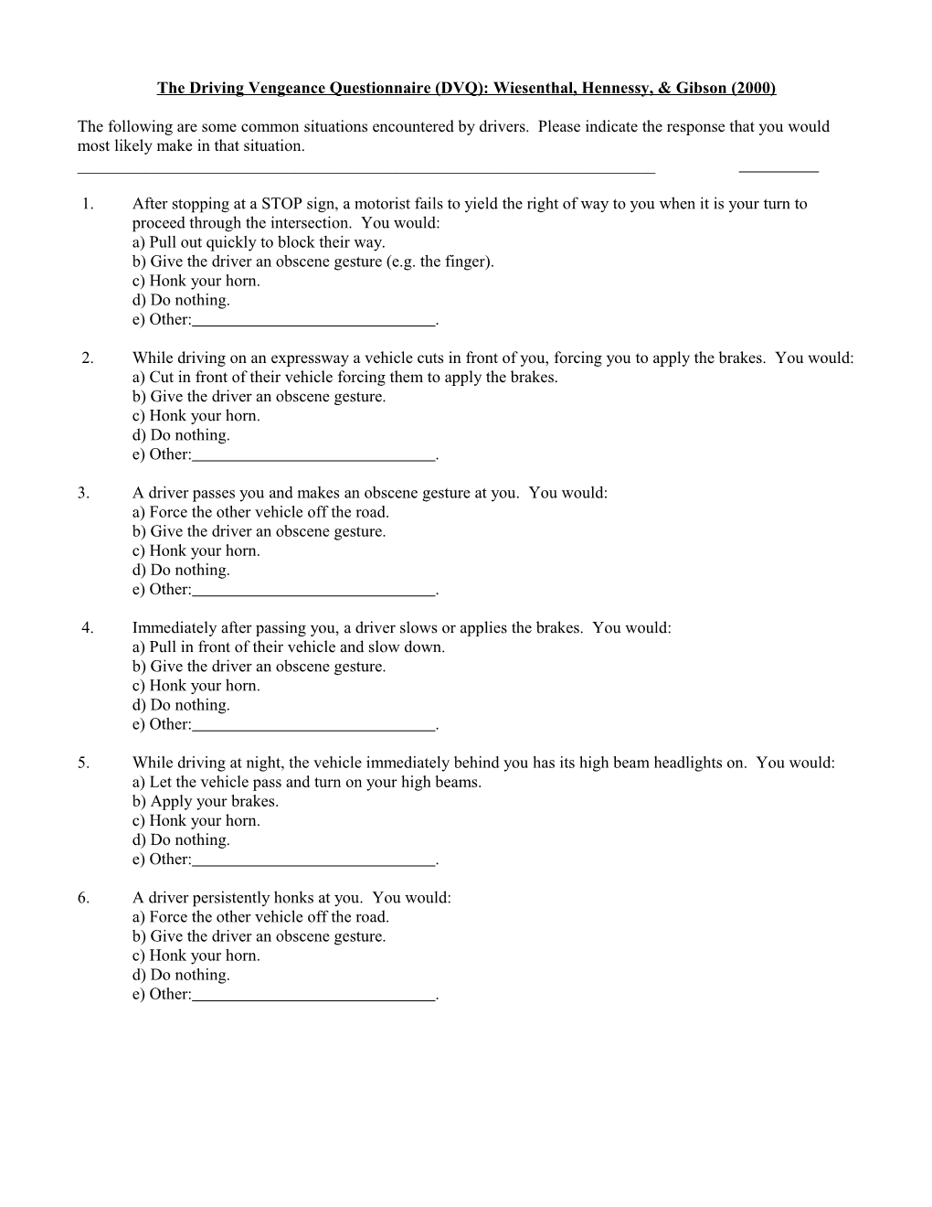 Demographic and Vehicle Information