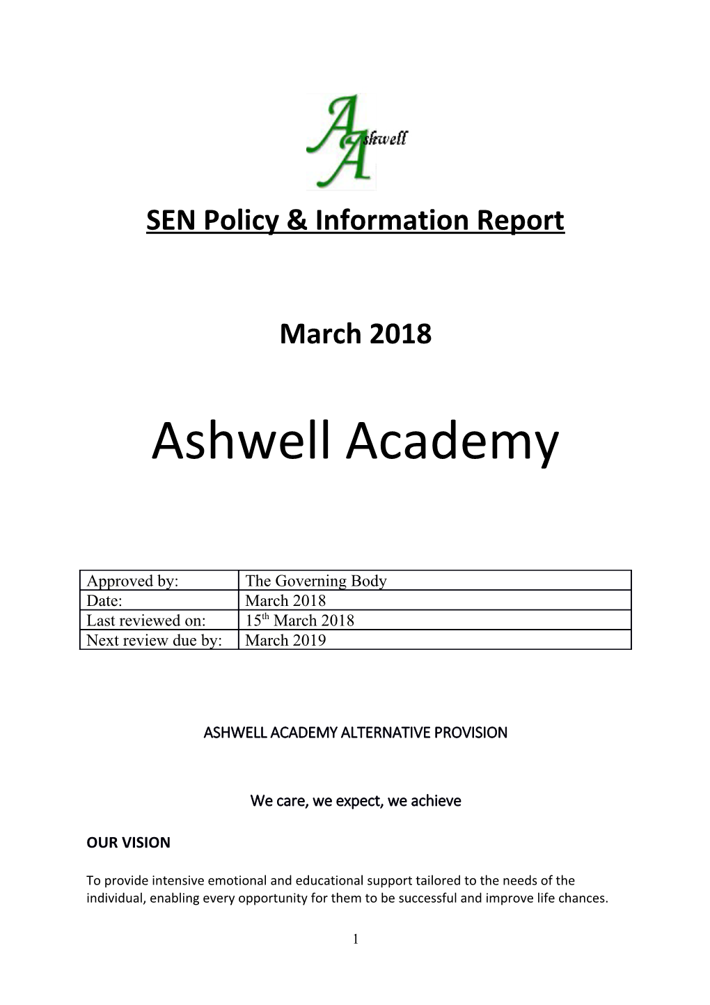 SEN Policy & Information Report