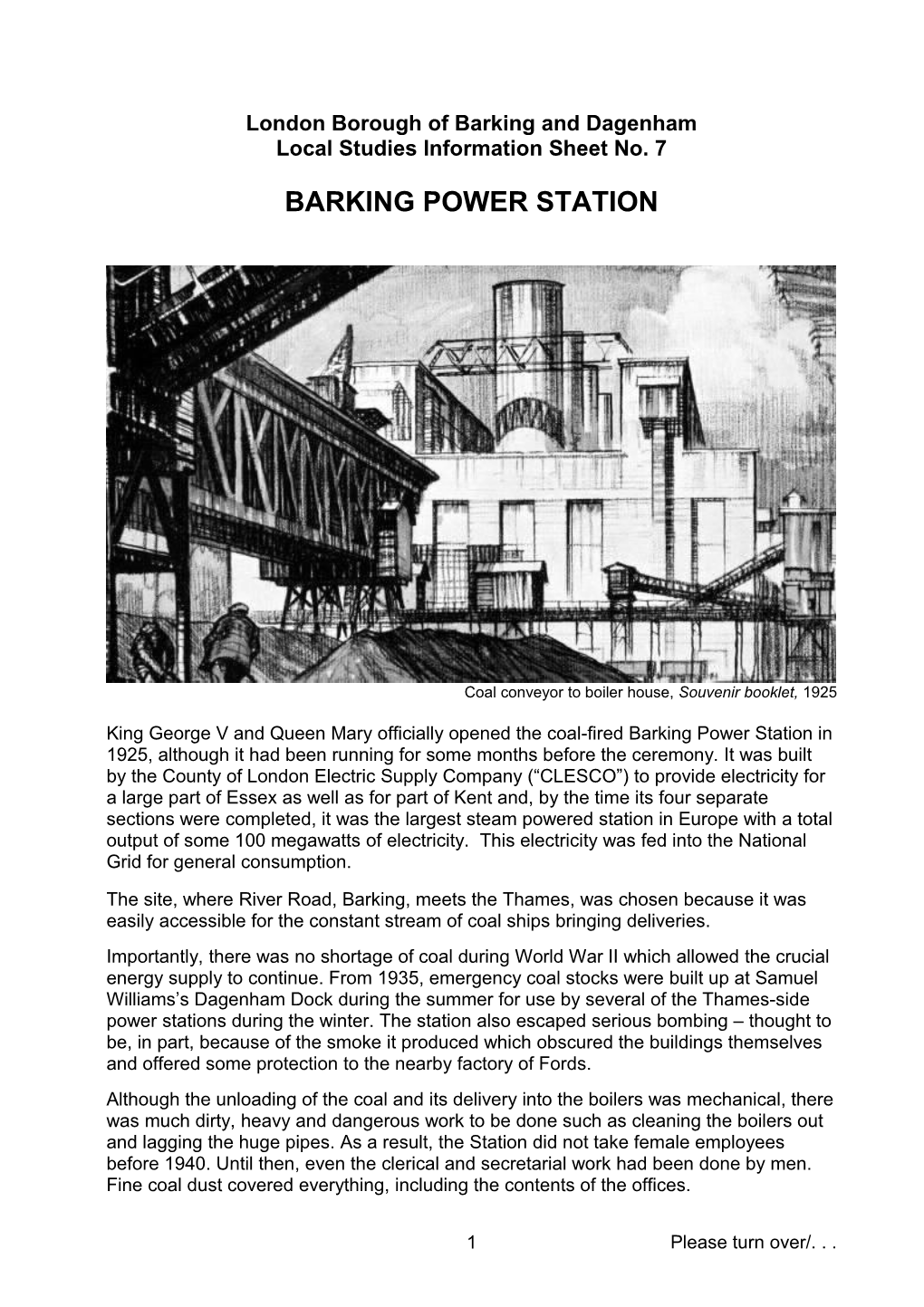 Barking Power Station, 1925