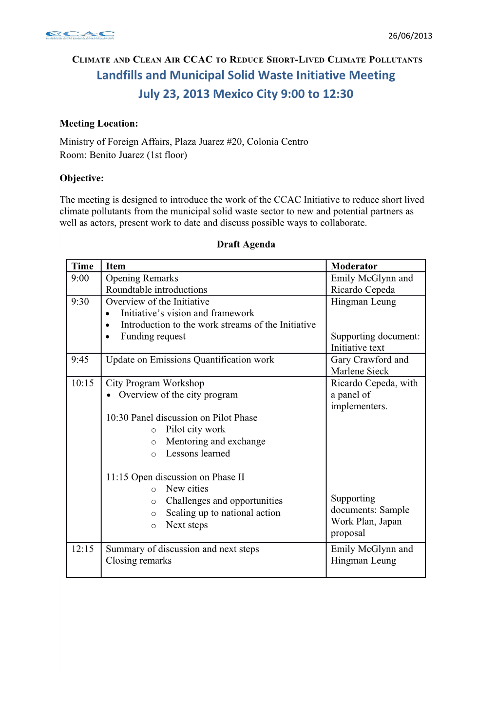 Landfills and Municipal Solid Waste Initiative Meeting